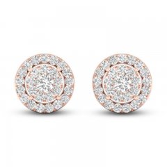 Diamond Halo Stud Earrings 1 ct tw Round-Cut 10K Rose Gold