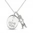 White Lab-Created Sapphire 'I Love You Mom' Necklace Sterling Silver 18"