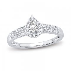 Diamond Engagement Ring 3/8 ct tw Pear/Round 14K White Gold