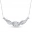 Diamond Twist Necklace 1 ct tw Baguette/Round 10K White Gold 19"