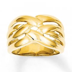 Woven Texture Dome Ring 14K Yellow Gold