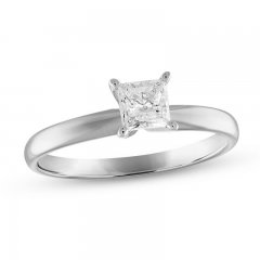 Diamond Solitaire Engagement Ring 1/2 ct tw Princess-cut 10K White Gold