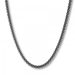 Men's Box Chain Necklace Black Ion-Plated Stainless Steel 24"