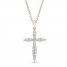 Diamond Cross Necklace 1/4 ct tw Round-cut 10K Rose Gold 18"