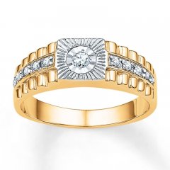 Men's Diamond Band 1/6 ct tw Round-cut 10K Two-Tone Gold