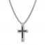 Men's Black Diamond Cross Necklace 1/4 ct tw Stainless Steel