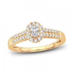 Diamond Engagement Ring 3/8 ct tw Oval/Round 14K Yellow Gold