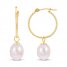 Cultured Pearl Hoop Earrings 14K Yellow Gold