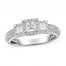 3-Stone Diamond Engagement Ring 1 ct tw Princess/Round 10K White Gold