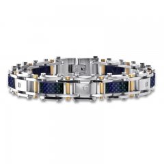 Men's Diamond Bracelet Stainless Steel/Carbon Fiber 8.5"