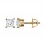 Diamond Solitaire Stud Earrings 7/8 ct tw Princess-cut 14K Yellow Gold