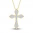 Diamond Cross Necklace 1/4 ct tw Round-cut 10K Yellow Gold 18"