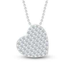 Diamond Heart Necklace 1/4 ct tw Round-cut 10K White Gold 18"