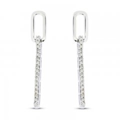 Diamond Paperclip Earrings 1/4 ct tw Sterling Silver