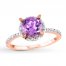 Amethyst Ring 1/20 ct tw Diamonds 10K Rose Gold