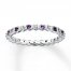 Stackable Amethyst Ring 1/20 ct tw Diamonds Sterling Silver