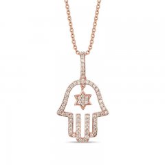 Le Vian Diamond Hamsa Necklace 3/8 ct tw 14K Strawberry Gold 18"