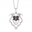 Disney Treasures Lion King Garnet Blue Sapphire Necklace 1/10 ct tw Sterling Silver/10K Rose Gold