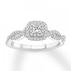 Diamond Engagement Ring 3/8 ct tw Princess/Round 10K White Gold