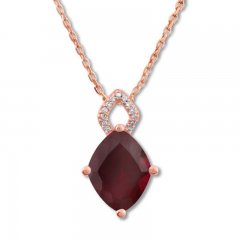 Lab-Created Ruby Necklace with Diamonds 10K Rose Gold