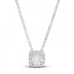 Diamond Necklace 1/3 ct tw Round-cut 14K White Gold 18"