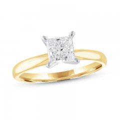 Diamond Solitaire Engagement Ring 1 ct tw Princess-cut 14K Yellow Gold