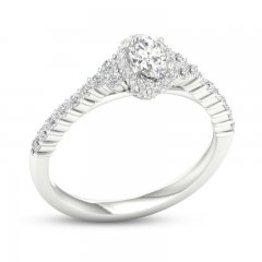 Diamond Engagement Ring 3/4 ct tw Oval/Round-Cut 14K White Gold