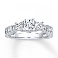 3-Stone Diamond Ring 1 ct tw Princess-cut 14K White Gold