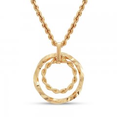 Rope Chain and Circle Necklace 10K Yellow Gold 18"