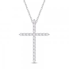 Lab-Created Diamonds by KAY Cross Necklace 1/2 ct tw 14K White Gold 18"