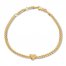 Heart Curb Chain Bracelet 14K Yellow Gold Adjustable