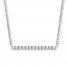 Lab-Created White Sapphire Bar Necklace Sterling Silver