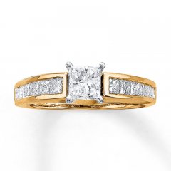 Diamond Engagement Ring 1-1/4 cttw Princess 14K Two-Tone Gold