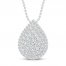 Diamond Teardrop Necklace 3/4 ct tw 10K White Gold 18"