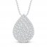 Diamond Teardrop Necklace 3/4 ct tw 10K White Gold 18"