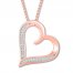 Diamond Heart Necklace 1/10 ct tw Round-cut 10K Rose Gold