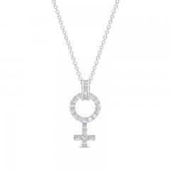 Diamond Female Symbol Necklace 1/4 ct tw Round/Baguette Sterling Silver 18"