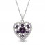 Amethyst & Lab-Created White Sapphire Heart Necklace Sterling Silver 18"