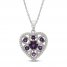 Amethyst & Lab-Created White Sapphire Heart Necklace Sterling Silver 18"