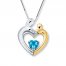 Mother & Child Necklace Blue Topaz Sterling Silver/10K Gold