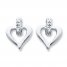 Heart Earrings Diamond Accents Sterling Silver