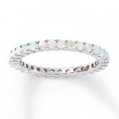 Stackable Ring Lab-Created Opals Sterling Silver