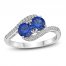 Blue/White Lab-Created Sapphire Two-Stone Ring Sterling Silver