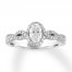 Diamond Engagement Ring 3/4 ct tw Oval/Round 14K White Gold