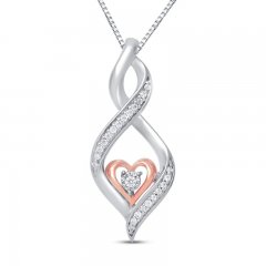 Diamond Necklace 1/15 ct tw Sterling Silver/10K Rose Gold 18"