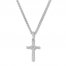 Diamond Cross Necklace 1/10 ct tw Round-cut 10K White Gold