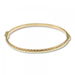 Italian Diamond Cut Bangle 14K Yellow Gold