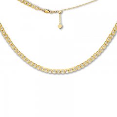 Curb Chain Choker Necklace 14K Yellow Gold 16" Adjustable