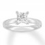 Certified Diamond Solitaire 1 ct Princess-cut 14K White Gold