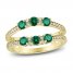 Emerald & Diamond Enhancer Band 1/8 ct tw Round-Cut 14K Yellow Gold